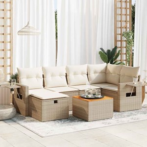 Maison exclusive - salon de jardin avec coussins 7 pcs beige résine tressée