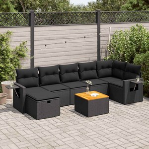 Maison exclusive - salon de jardin 8 pcs avec coussins noir résine tressée