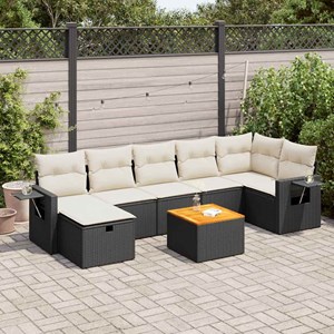 Maison exclusive - salon de jardin 8 pcs avec coussins noir résine tressée