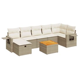 Maison exclusive - salon de jardin avec coussins 8 pcs beige résine tressée