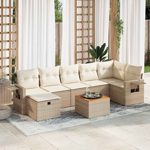 Maison exclusive - salon de jardin avec coussins 8 pcs beige résine tressée