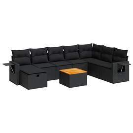 Maison exclusive - salon de jardin 9 pcs avec coussins noir résine tressée