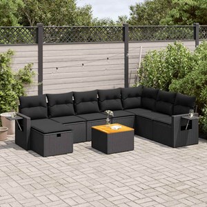 Maison exclusive - salon de jardin 9 pcs avec coussins noir résine tressée