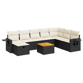 Maison exclusive - salon de jardin 9 pcs avec coussins noir résine tressée