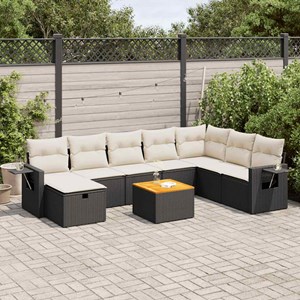 Maison exclusive - salon de jardin 9 pcs avec coussins noir résine tressée