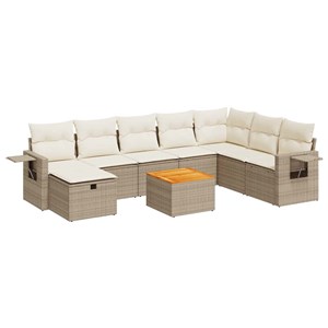 Maison exclusive - salon de jardin avec coussins 9 pcs beige résine tressée