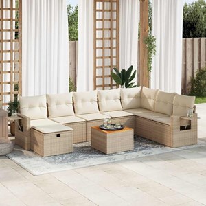 Maison exclusive - salon de jardin avec coussins 9 pcs beige résine tressée
