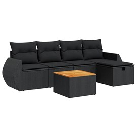 Maison exclusive - salon de jardin 6 pcs avec coussins noir résine tressée