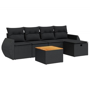 Maison exclusive - salon de jardin 6 pcs avec coussins noir résine tressée
