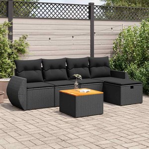 Maison exclusive - salon de jardin 6 pcs avec coussins noir résine tressée