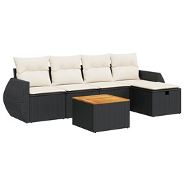 Maison exclusive - salon de jardin 6 pcs avec coussins noir résine tressée