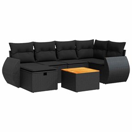 Maison exclusive - salon de jardin 7 pcs avec coussins noir résine tressée