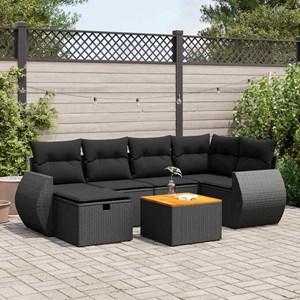 Maison exclusive - salon de jardin 7 pcs avec coussins noir résine tressée