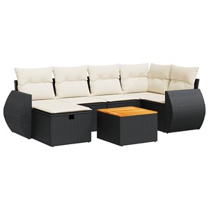 Maison exclusive - salon de jardin 7 pcs avec coussins noir résine tressée
