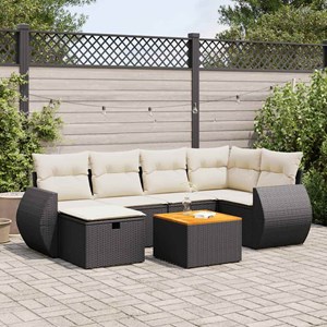 Maison exclusive - salon de jardin 7 pcs avec coussins noir résine tressée