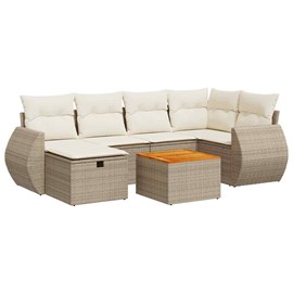 Maison exclusive - salon de jardin avec coussins 7 pcs beige résine tressée
