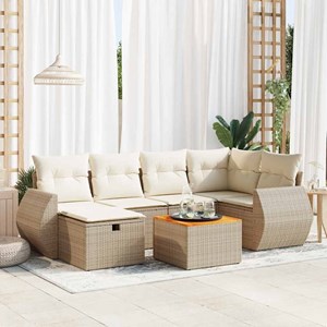 Maison exclusive - salon de jardin avec coussins 7 pcs beige résine tressée
