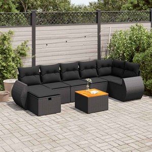 Maison exclusive - salon de jardin 8 pcs avec coussins noir résine tressée