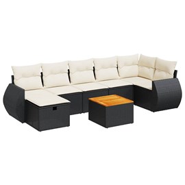 Maison exclusive - salon de jardin 8 pcs avec coussins noir résine tressée