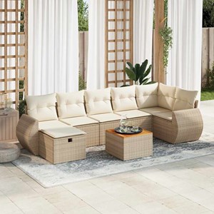 Maison exclusive - salon de jardin avec coussins 8 pcs beige résine tressée