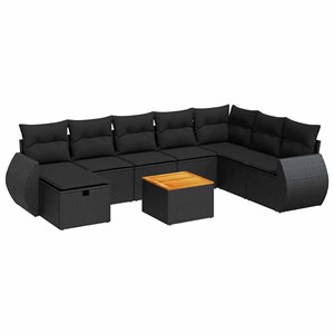 Maison exclusive - salon de jardin 9 pcs avec coussins noir résine tressée