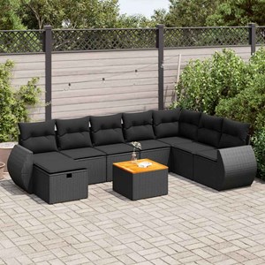 Maison exclusive - salon de jardin 9 pcs avec coussins noir résine tressée