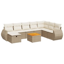 Maison exclusive - salon de jardin avec coussins 9 pcs beige résine tressée