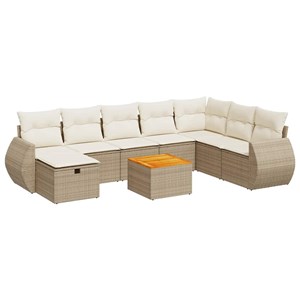 Maison exclusive - salon de jardin avec coussins 9 pcs beige résine tressée
