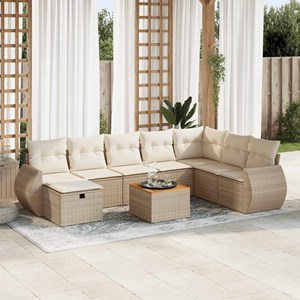 Maison exclusive - salon de jardin avec coussins 9 pcs beige résine tressée