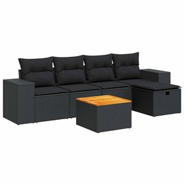 Maison exclusive - salon de jardin 6 pcs avec coussins noir résine tressée