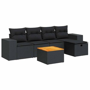 Maison exclusive - salon de jardin 6 pcs avec coussins noir résine tressée