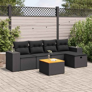 Maison exclusive - salon de jardin 6 pcs avec coussins noir résine tressée
