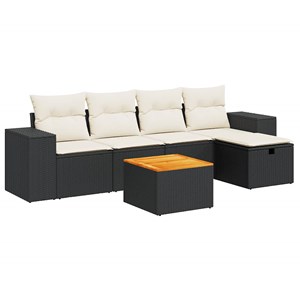 Maison exclusive - salon de jardin 6 pcs avec coussins noir résine tressée