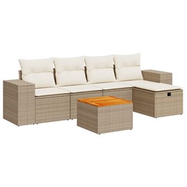Maison exclusive - salon de jardin avec coussins 6 pcs beige résine tressée