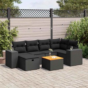 Maison exclusive - salon de jardin 7 pcs avec coussins noir résine tressée