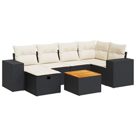 Maison exclusive - salon de jardin 7 pcs avec coussins noir résine tressée