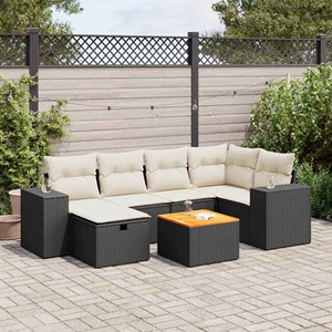 Maison exclusive - salon de jardin 7 pcs avec coussins noir résine tressée