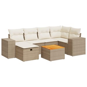 Maison exclusive - salon de jardin avec coussins 7 pcs beige résine tressée