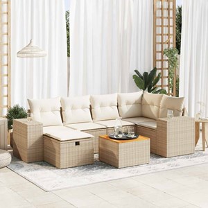 Maison exclusive - salon de jardin avec coussins 7 pcs beige résine tressée