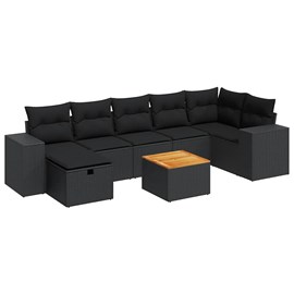 Maison exclusive - salon de jardin 8 pcs avec coussins noir résine tressée