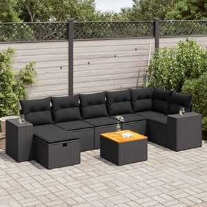 Maison exclusive - salon de jardin 8 pcs avec coussins noir résine tressée