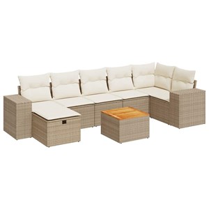 Maison exclusive - salon de jardin avec coussins 8 pcs beige résine tressée