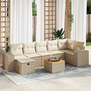 Maison exclusive - salon de jardin avec coussins 8 pcs beige résine tressée