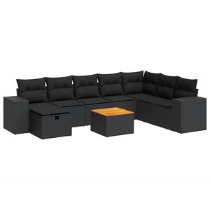 Maison exclusive - salon de jardin 9 pcs avec coussins noir résine tressée