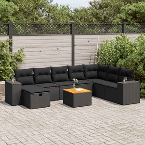 Maison exclusive - salon de jardin 9 pcs avec coussins noir résine tressée