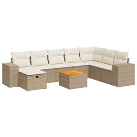 Maison exclusive - salon de jardin avec coussins 9 pcs beige résine tressée