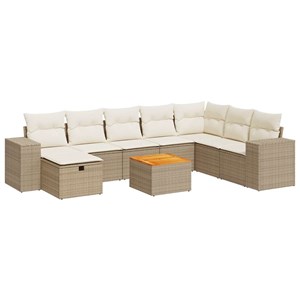 Maison exclusive - salon de jardin avec coussins 9 pcs beige résine tressée