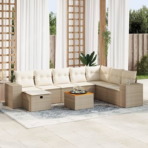 Maison exclusive - salon de jardin avec coussins 9 pcs beige résine tressée