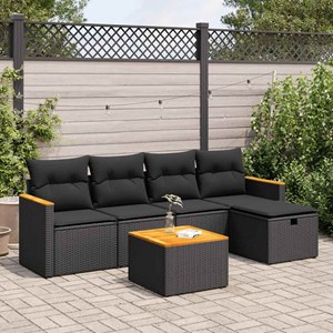 Maison exclusive - salon de jardin 6 pcs avec coussins noir résine tressée
