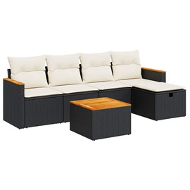 Maison exclusive - salon de jardin 6 pcs avec coussins noir résine tressée